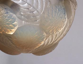 René Lalique, an opalescent "Dahlias" cast glass ceiling light, France 1920's-30's.