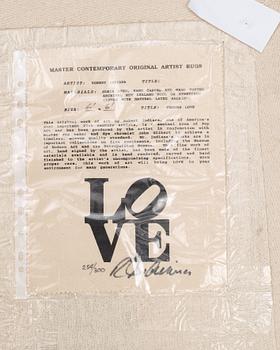 Robert Indiana, CARPET. "Black on white", Chosen love. Tufted in 1995. 181,5 x 183,5 cm. Robert Indiana, USA, born in 1928.