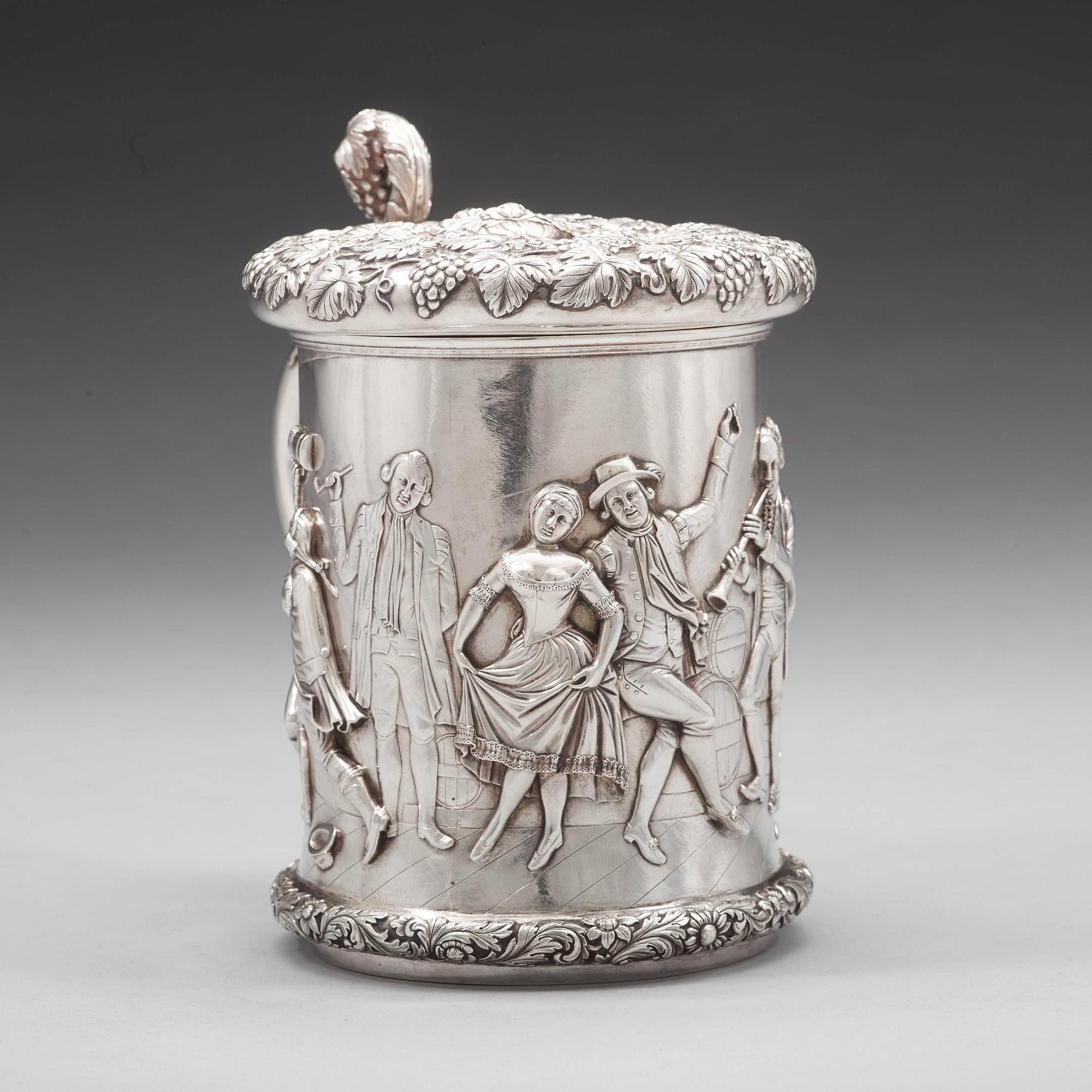 A Swedish 19th century parcel-gilt tankard, mark of Gustaf Folcker, Stockholm 1847.