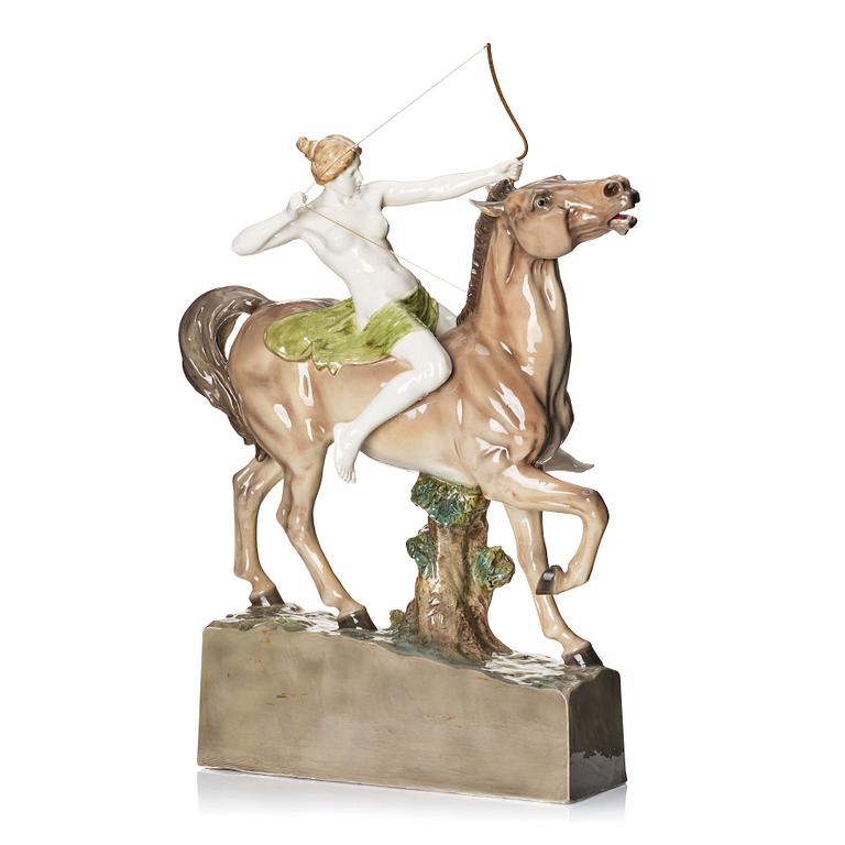 Adolphe-Jean Lavergne, a ceramic sulpture of a hunting Diana, Goldscheider, Wien, ca 1922-41.