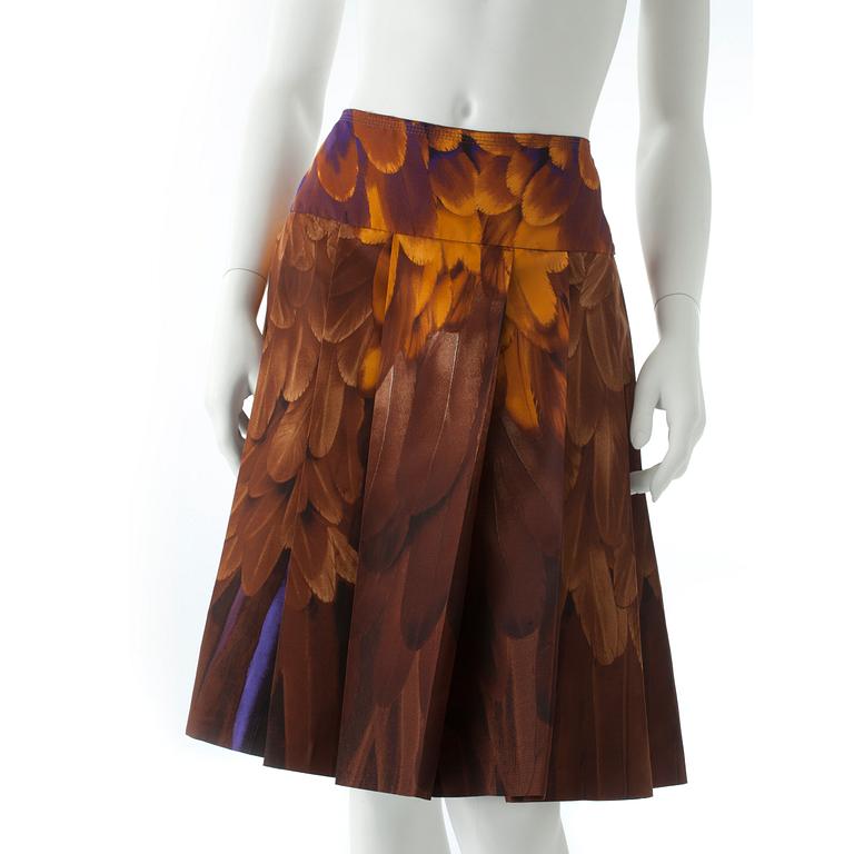 PRADA, a brown, yellow and purple skirt. Size 42.