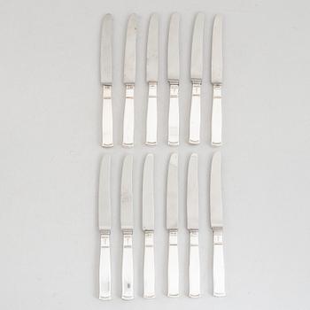 Jacob Ängman, twelve silver table knives, model 'Rosenholm', GAB, Eskilstuna and Stockholm, some 1987.