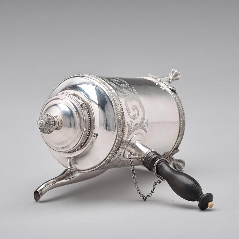 A Swedish late 18th century silver coffee-pot, mark of J. Henrik Frodell, Stockholm 1797.
