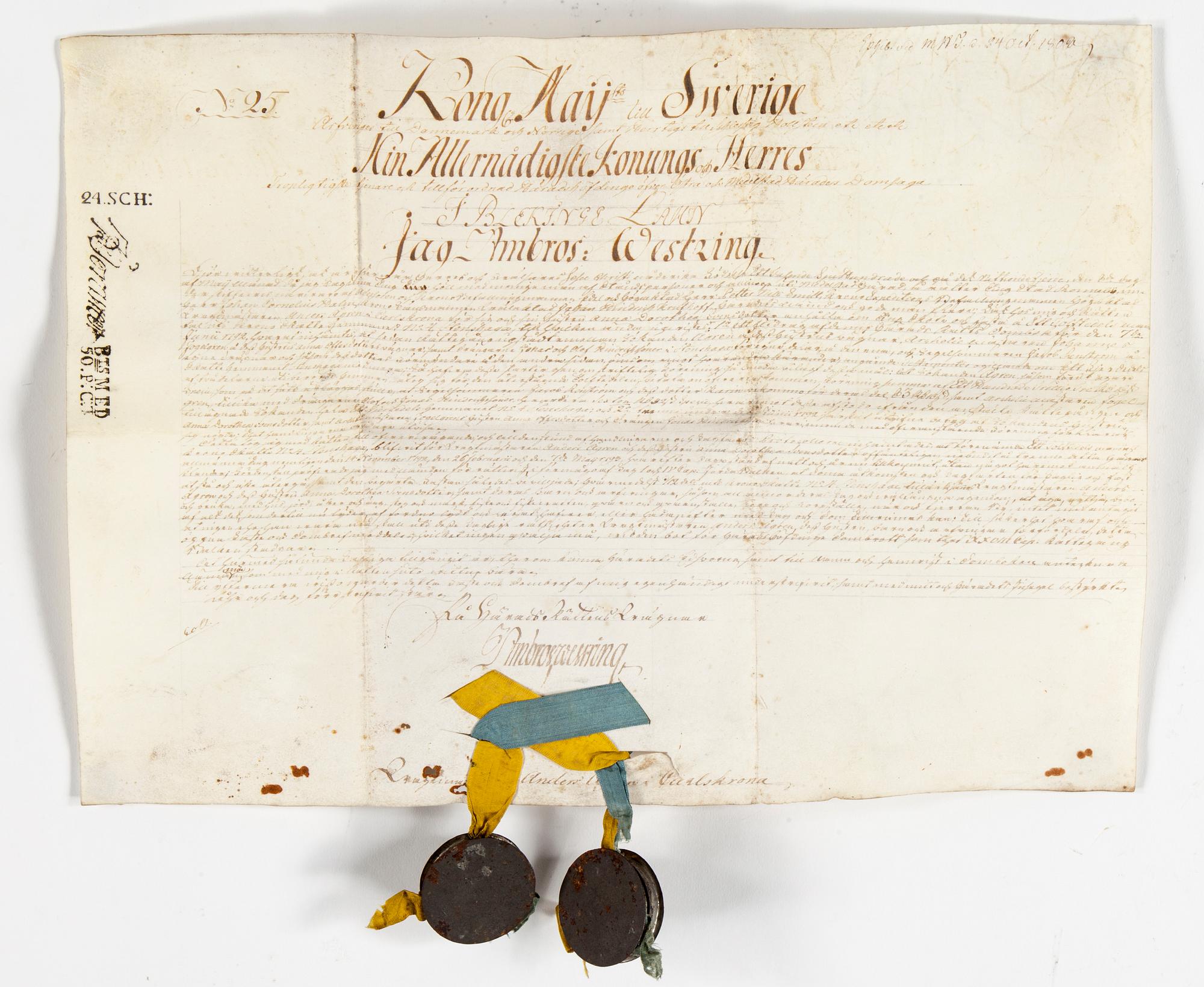 DOKUMENT, pergament, daterat 1808.