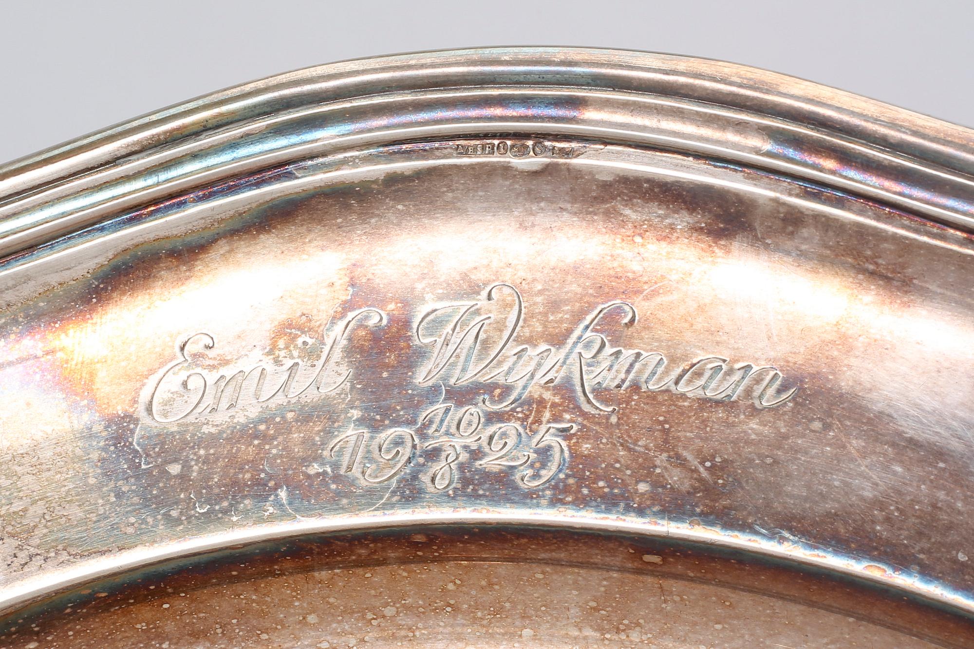 A Swedish 20th century silver plate marks of S Pettersson Linköping 1924.