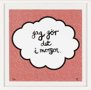ANDREAS LUNDBERG, färglitografier, 2 st, "I´m alive" och "Jag gör det i morgon",  monogramsignerade.