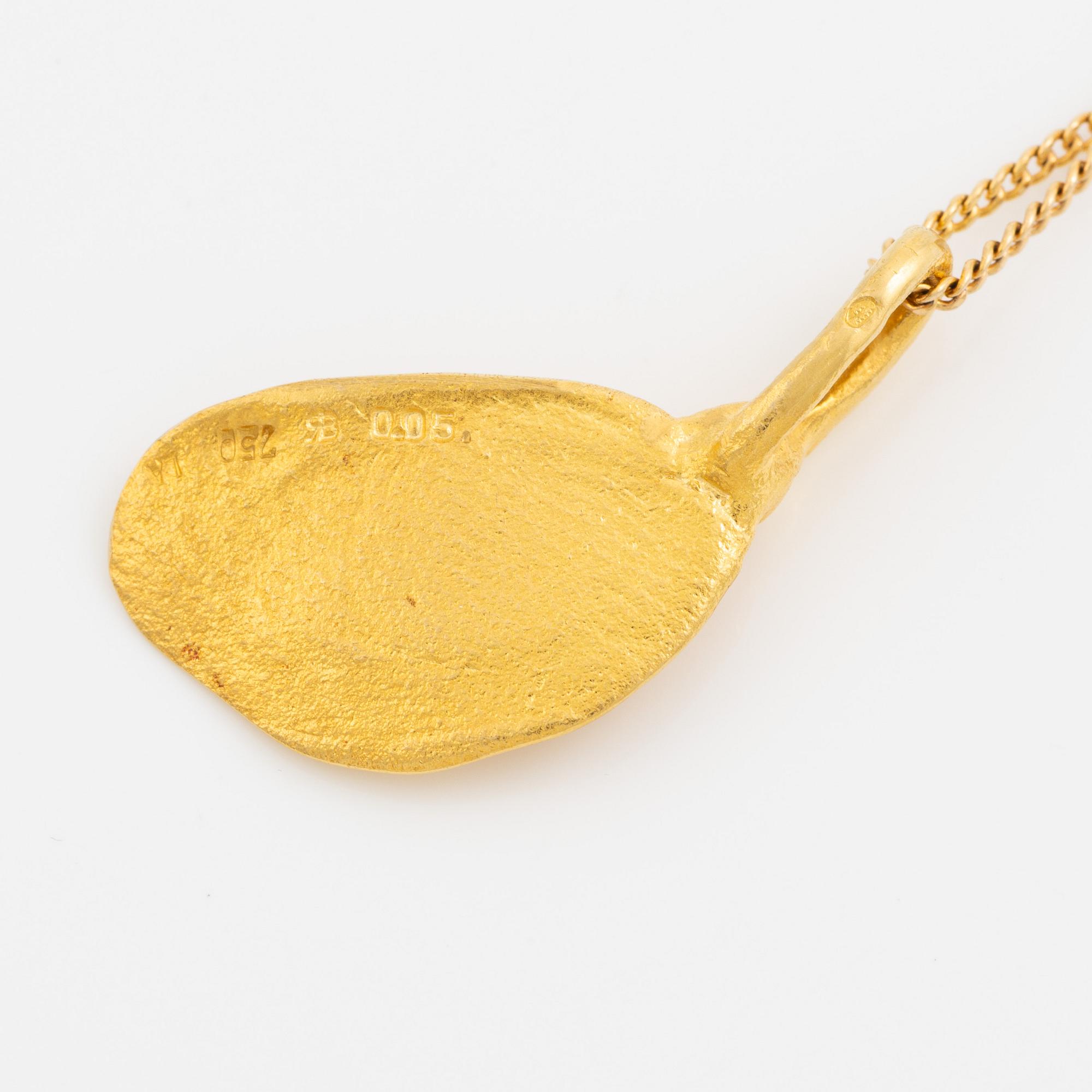 Pendant, 18K gold with a round brilliant-cut diamond.