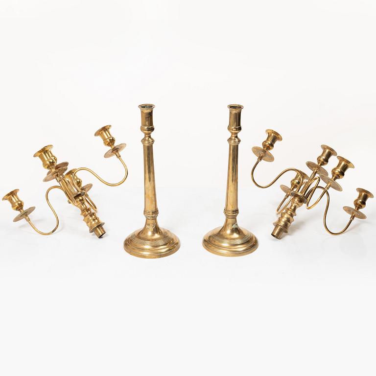 A pair of brass candelabra, model N12, Nyköpings Bruk, Sweden, around 1900.