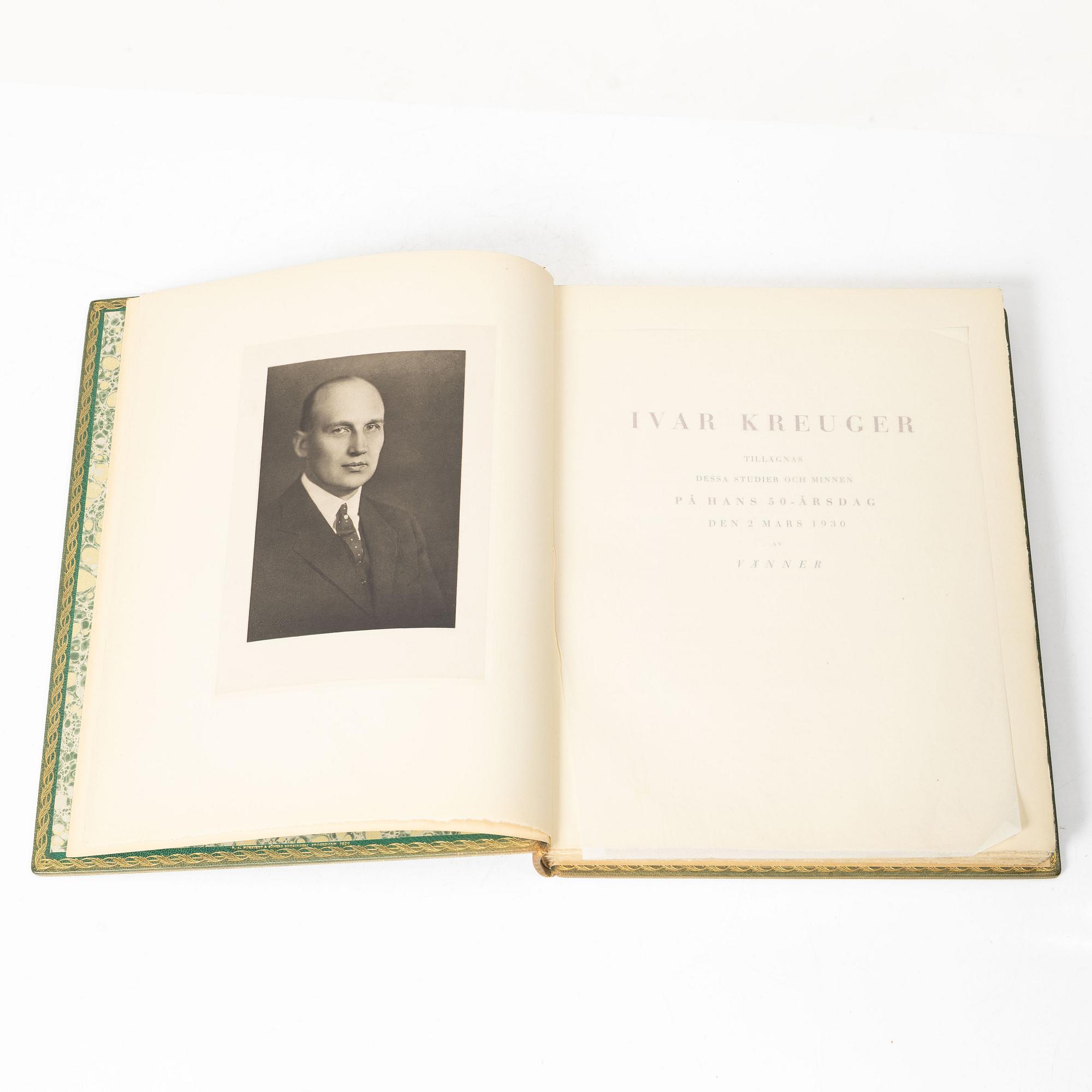 Festskrift tillägnad Ivar Kreuger, Hasse W. Tullberg Boktryckeri, 1930.
