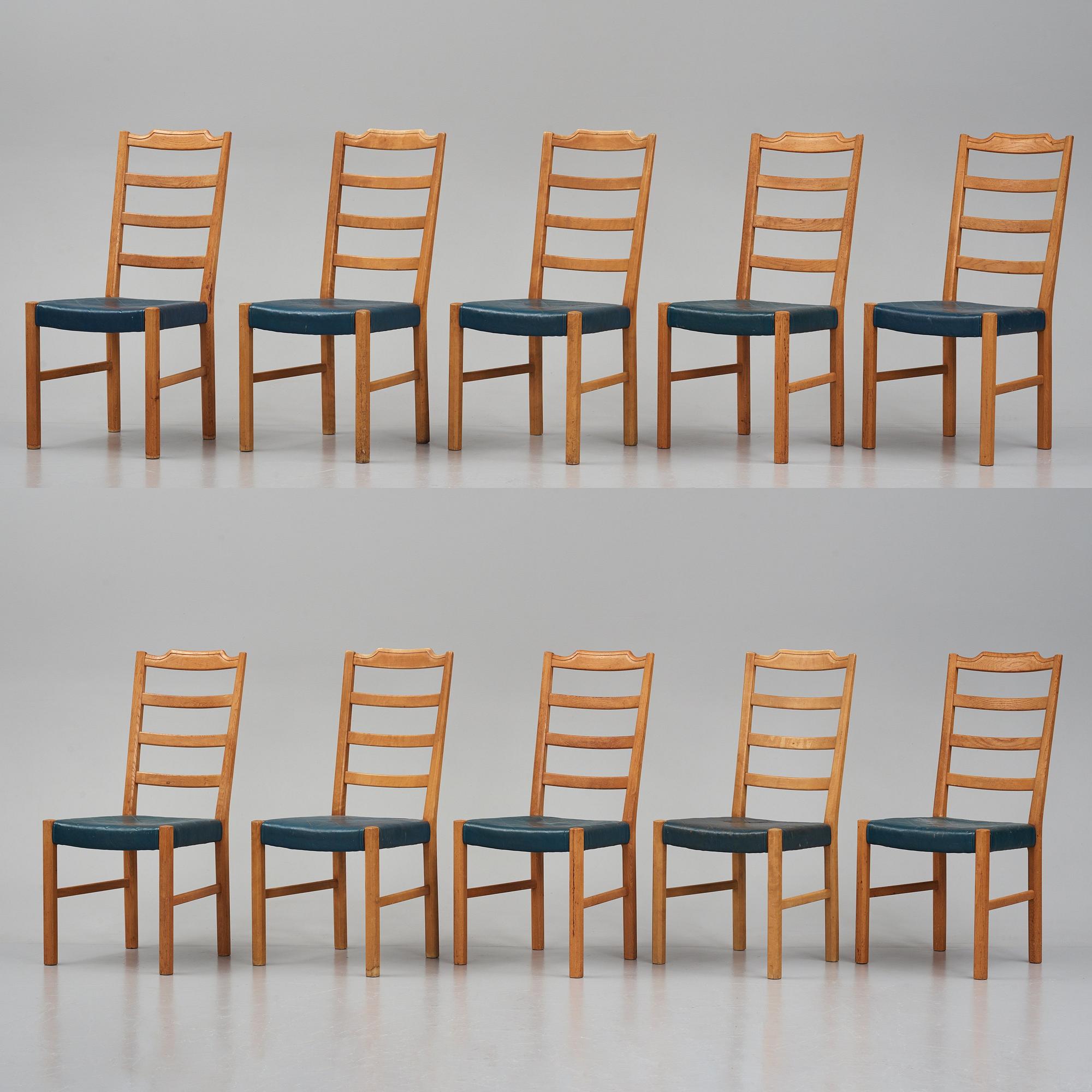 Axel Larsson, a set of 6+4 'Thule' chairs, Svenska Möbelfabrikerna Bodafors for PUB, Sweden, 1937.