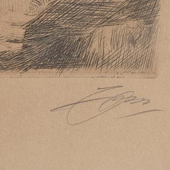 ANDERS ZORN, etsning, 1913, signerad med blyerts.