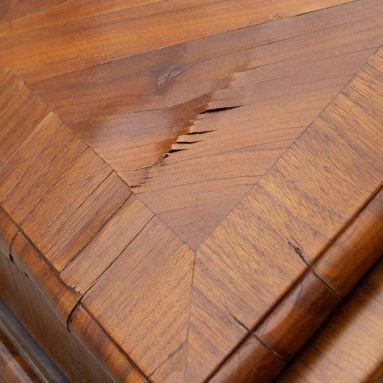 A Swedish rococo parquetry secretaire, Stockholm, later part 18th century.
