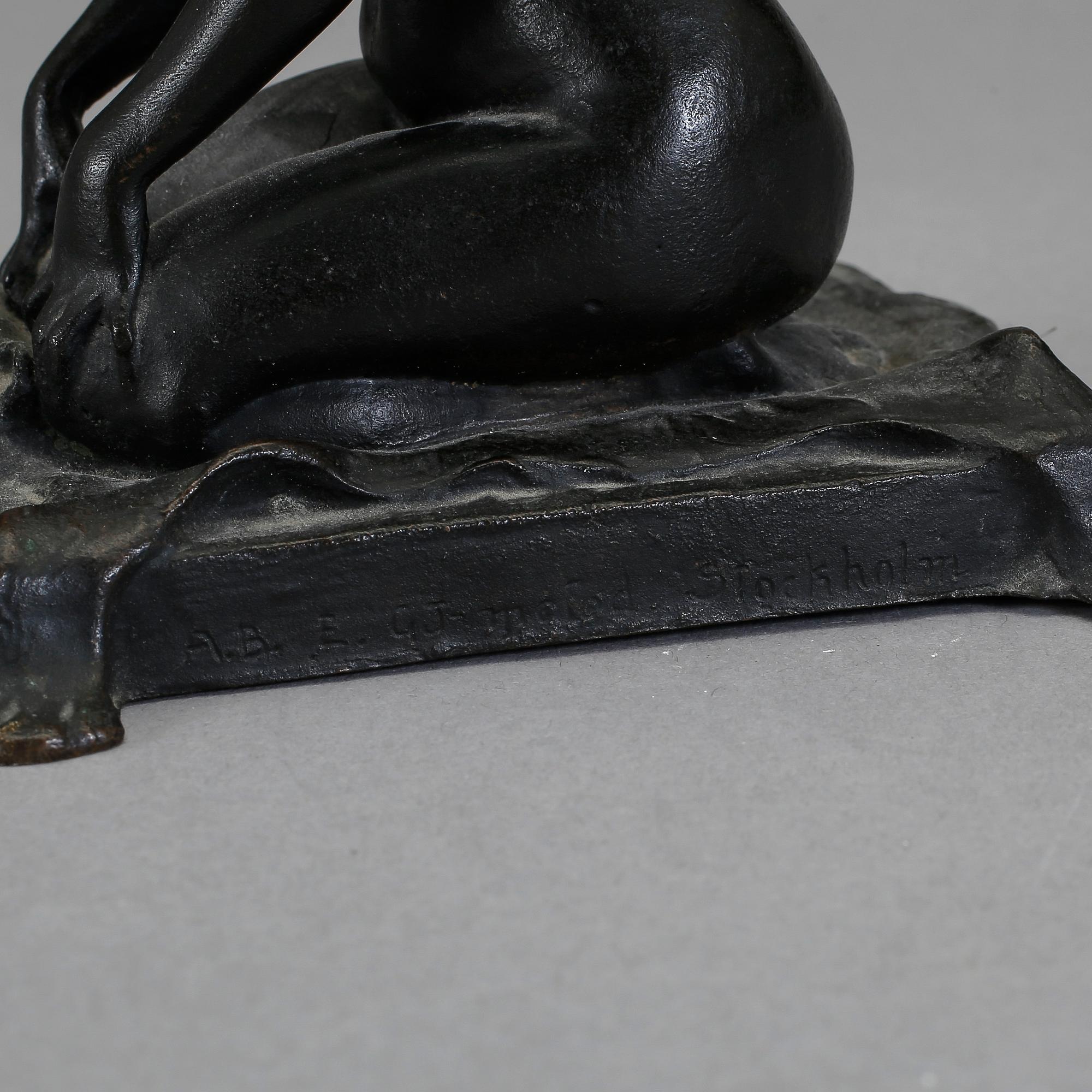 CHARLES FRIBERG, skulptur, brons, signerad och daterad 1906, gjutarmärkt A.B. E. GJ-metod, Stockholm.