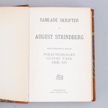 Böcker, 35 volymer, "Samlade skrifter av August Strindberg", Albert Bonniers förlag, Stockholm, 1917-1921.