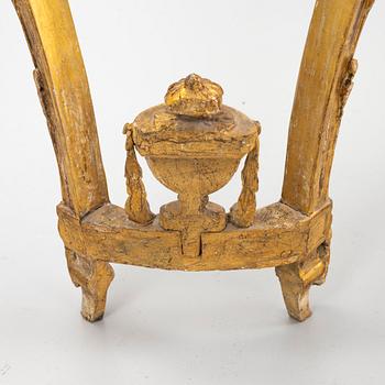 A presumably Danish Louis XVI giltwood and marble console table, late 18th century.
