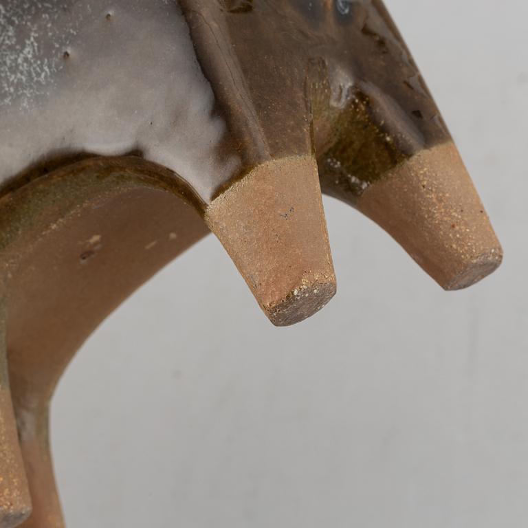 Lisa Larson. Two stone ware figurines in the shape of a cat and a moose, Designed in 1957 for Gustavsberg.