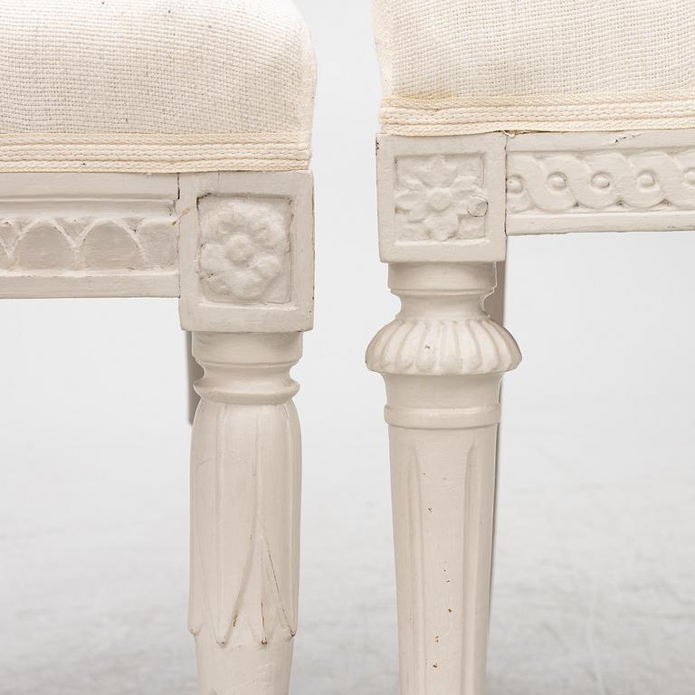 A set of three (2+1) late Gustavian chairs, Stockholm, late 18th century.