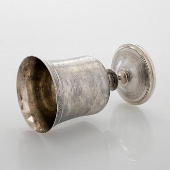 Philippe Berthier, bägare med fat, silver (.950), diamanter, Paris, 1800-talets mitt.