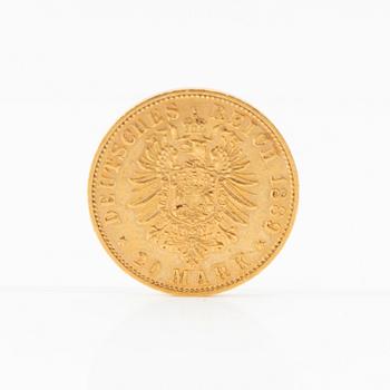 Gold coin 20 marks 1889 German Empire Wilhelm II.