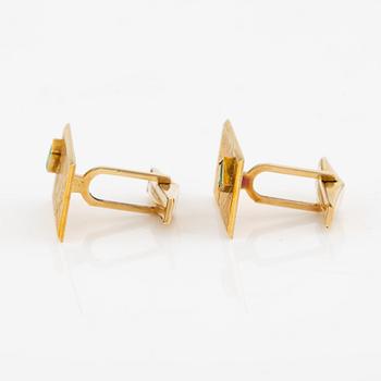 Cufflinks, a pair, 18K gold and emerald.