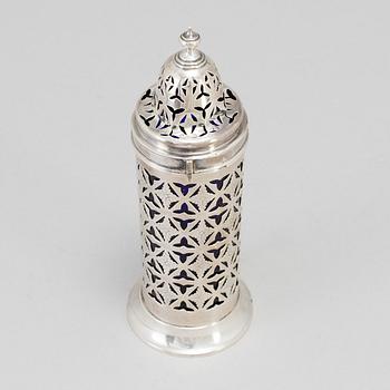 A silver sugar shaker by Deakin & Francis in Birmingham 1899.