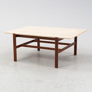 Inge Davidson, a rosewood and travertine coffee table, Möbelsnickare Ernst Johansson, Långås, 1960's/70's.