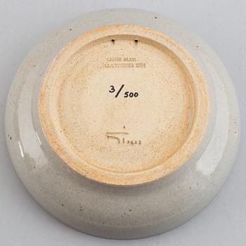 Claes Thell, two vases and a dish, glazed stoneware, signed.