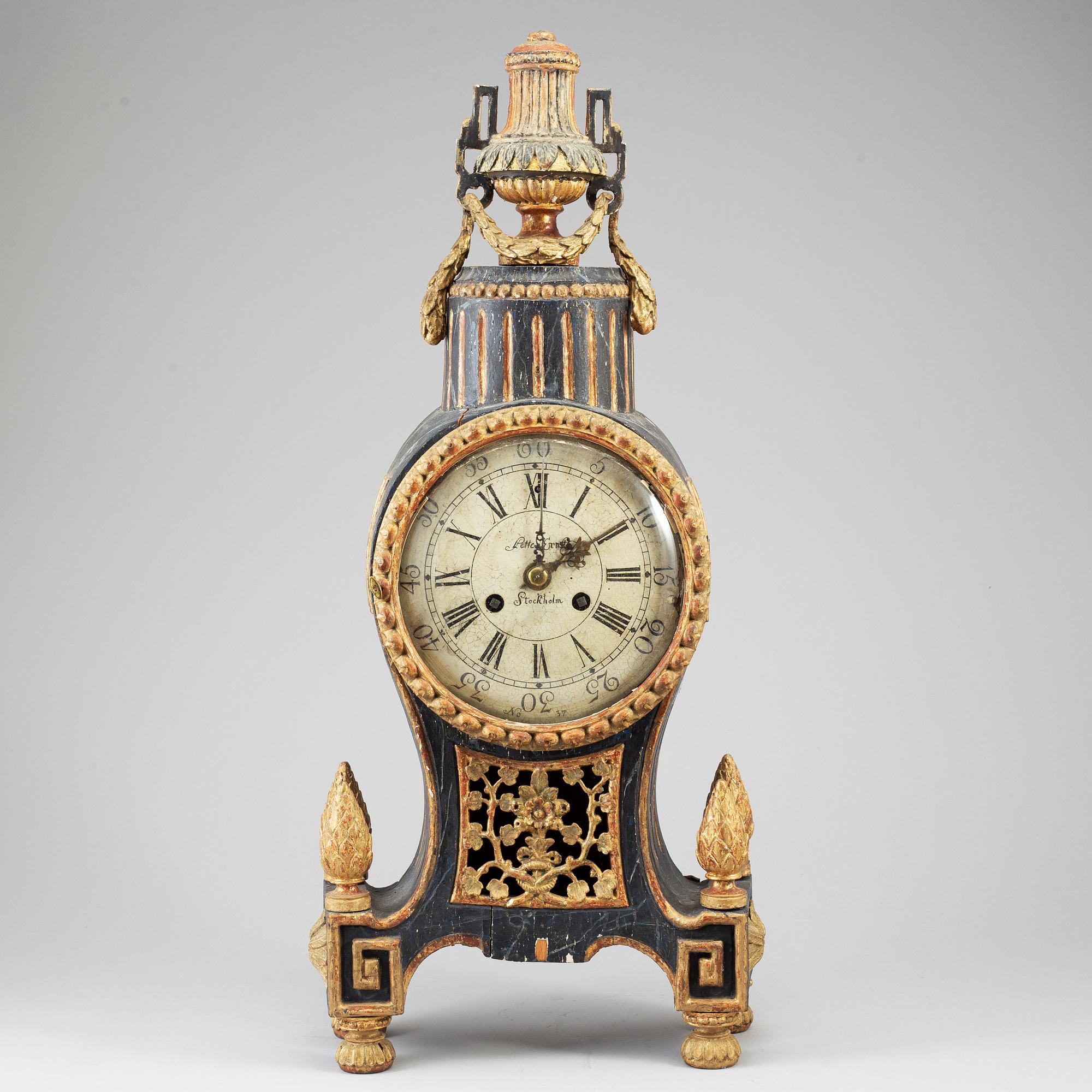 A North European mantel clock, late 18th century.