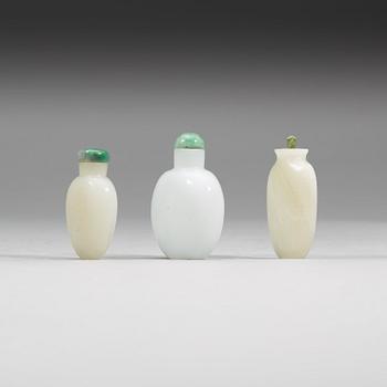 A set of three snuffbottles, China, early 20th Century or older.