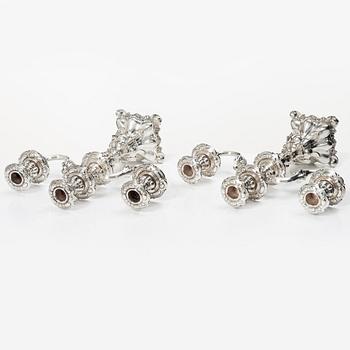 A pair of silver candelabra, Baroque style, Swedish import mark, 20th century.