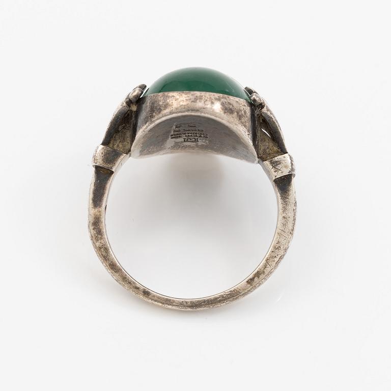 Georg Jensen, ring sterling silver with cabochon-cut green quartz.