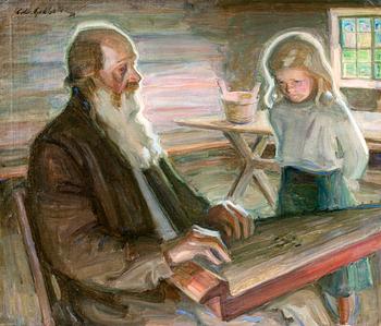 Albert Gebhard, THE OLD KANTELE-PLAYER AND HIS GRANDCHILD.