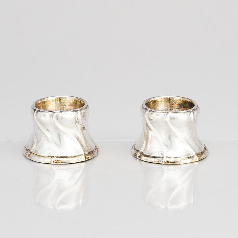 A pair of Swedish 18th century parcel-gilt silver salt cellars, mark of Andreas Öhrman, Stockholm 1756.