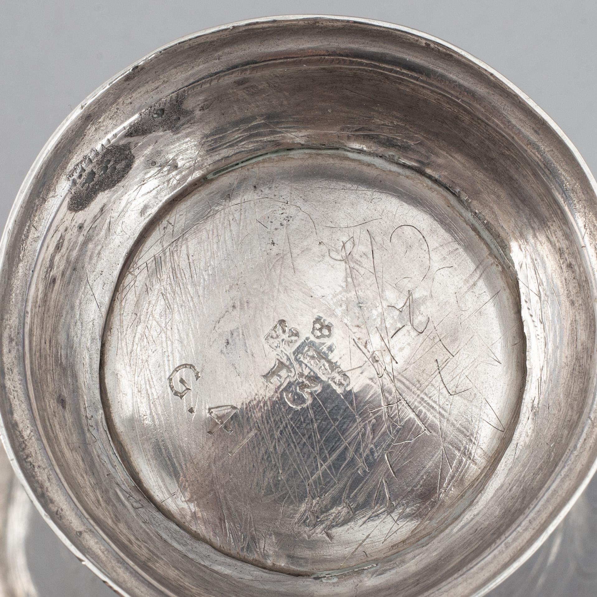 Three Swedish 19th century silver beakers.