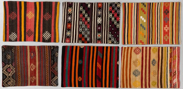 SIX KILIM CUSHIONS, AROUND 70 x 50 cm.