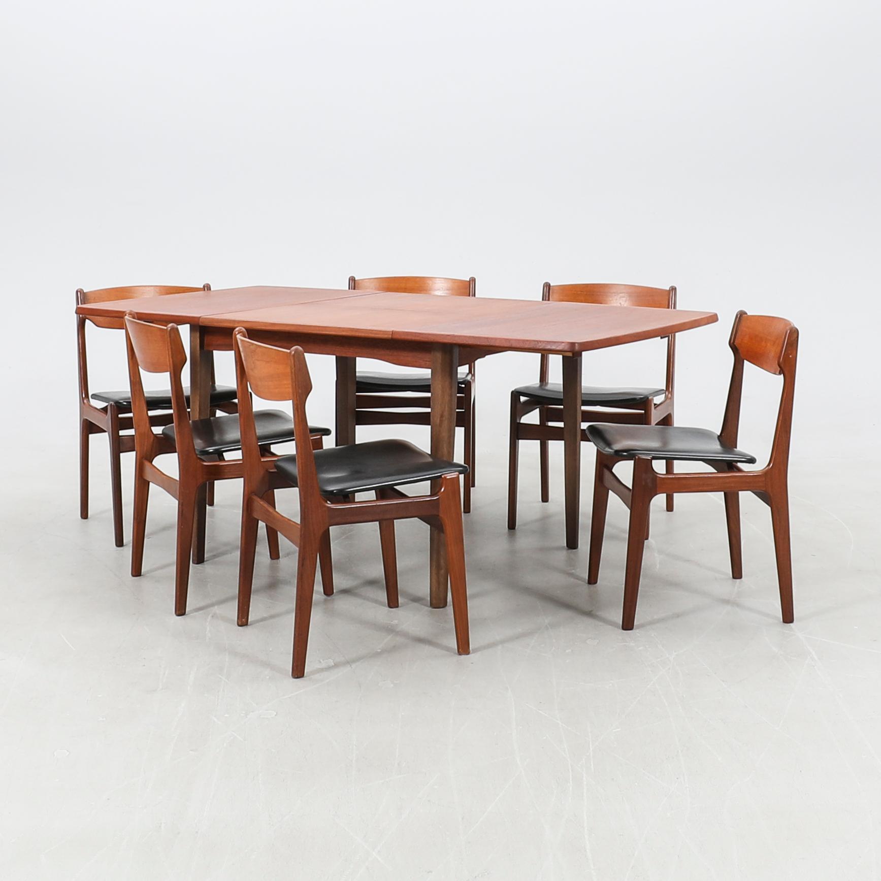Erik Buch dining set, 7 pieces, G-plan, Denmark, 1960s.