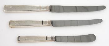 BESTICKSERVISDELAR, 95 st, silver, "Rosenholm" Jacob Ängman, GAB mestadels 1950-tal.