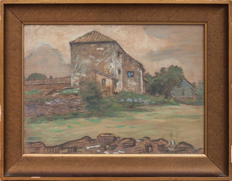 NILS KREUGER, blandteknik, signerad och daterad aug 1915.
