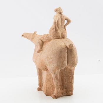 Åke Holm, sculpture, "Lady Godiva", signed terracotta.