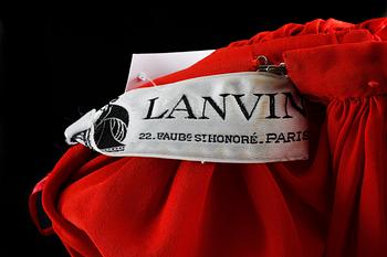 A 1970s red silk long dress by Lavin.