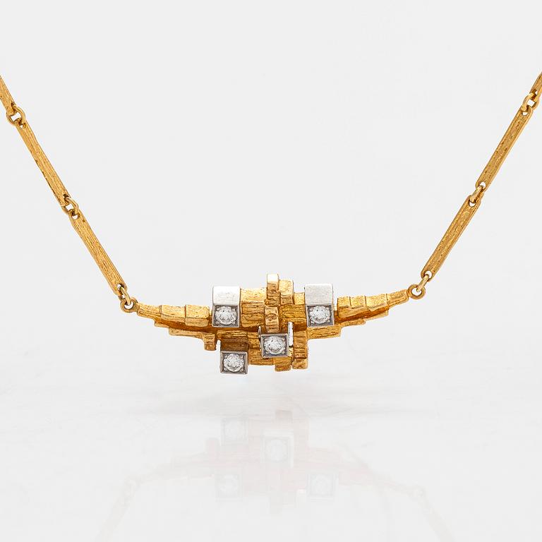 Björn Weckström, halsband "Spetsbergen", 18K guld, briljantslipade diamanter ca 0.25 ct tot. Lapponia 1983.