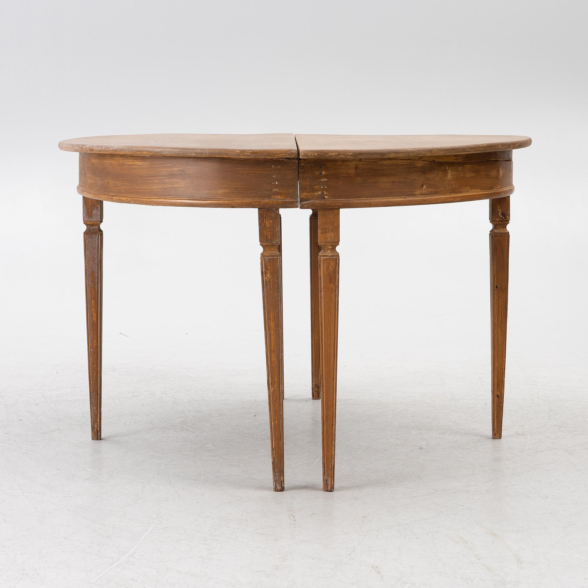 Half-moon cabinet, a pair, 19th century.