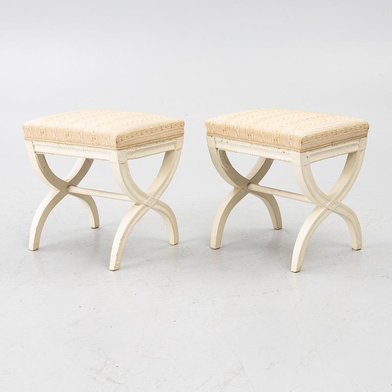 A pair of Late Gustavian stools, circa 1800.