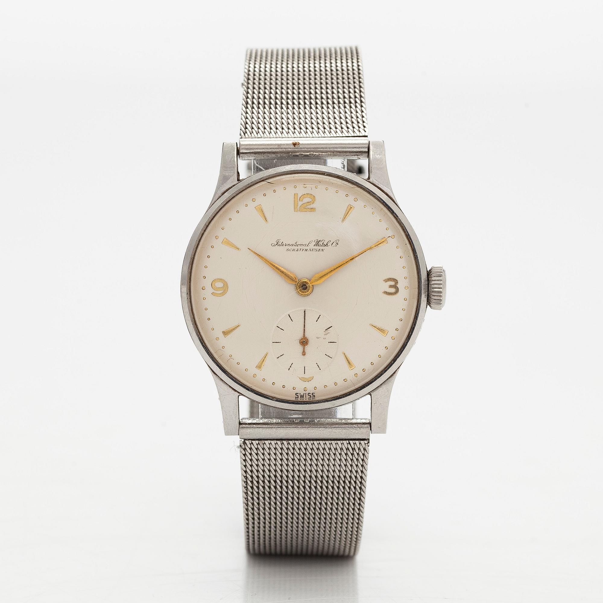 International Watch Co., IWC, rannekello, 34 mm, teräs, manuaalinen, 1950-luku.