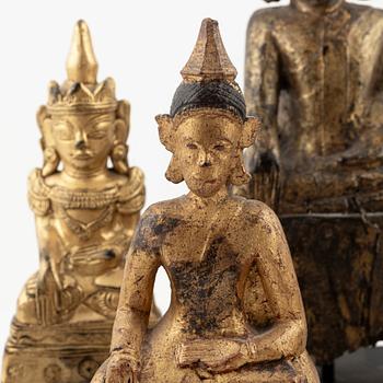 A group of Buddha scultptures, Burma and Thailand, 20th Century.