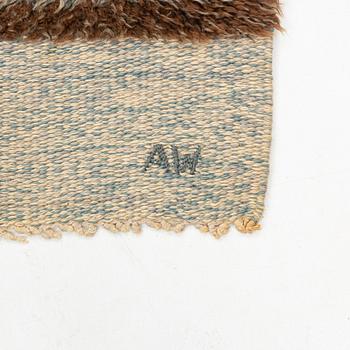 Alice Wallebäck, a carpet, knotted pile in relief, 187 x 129 cm, signed AW.