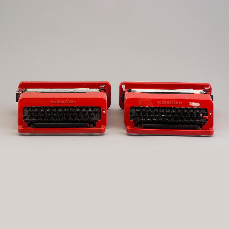 Two 'Valentine' typewriters by Ettore Sottsass, 1969.