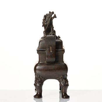 Rökelsekar med lock, brons. Sen Mingdynastin (1368-1644).