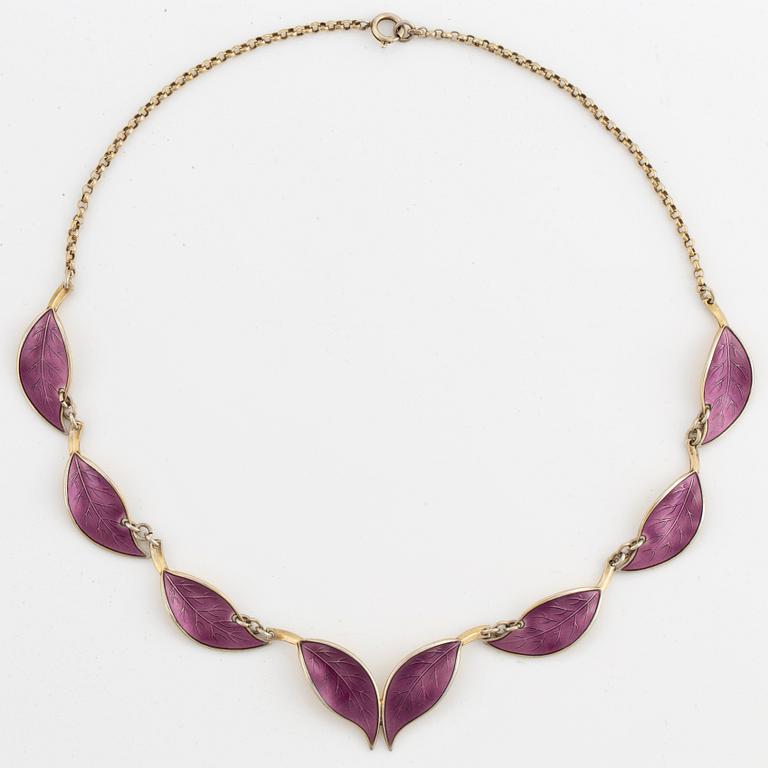 A silver-gilt and enamel necklace from David andersen, Norway, 1950's/60's.