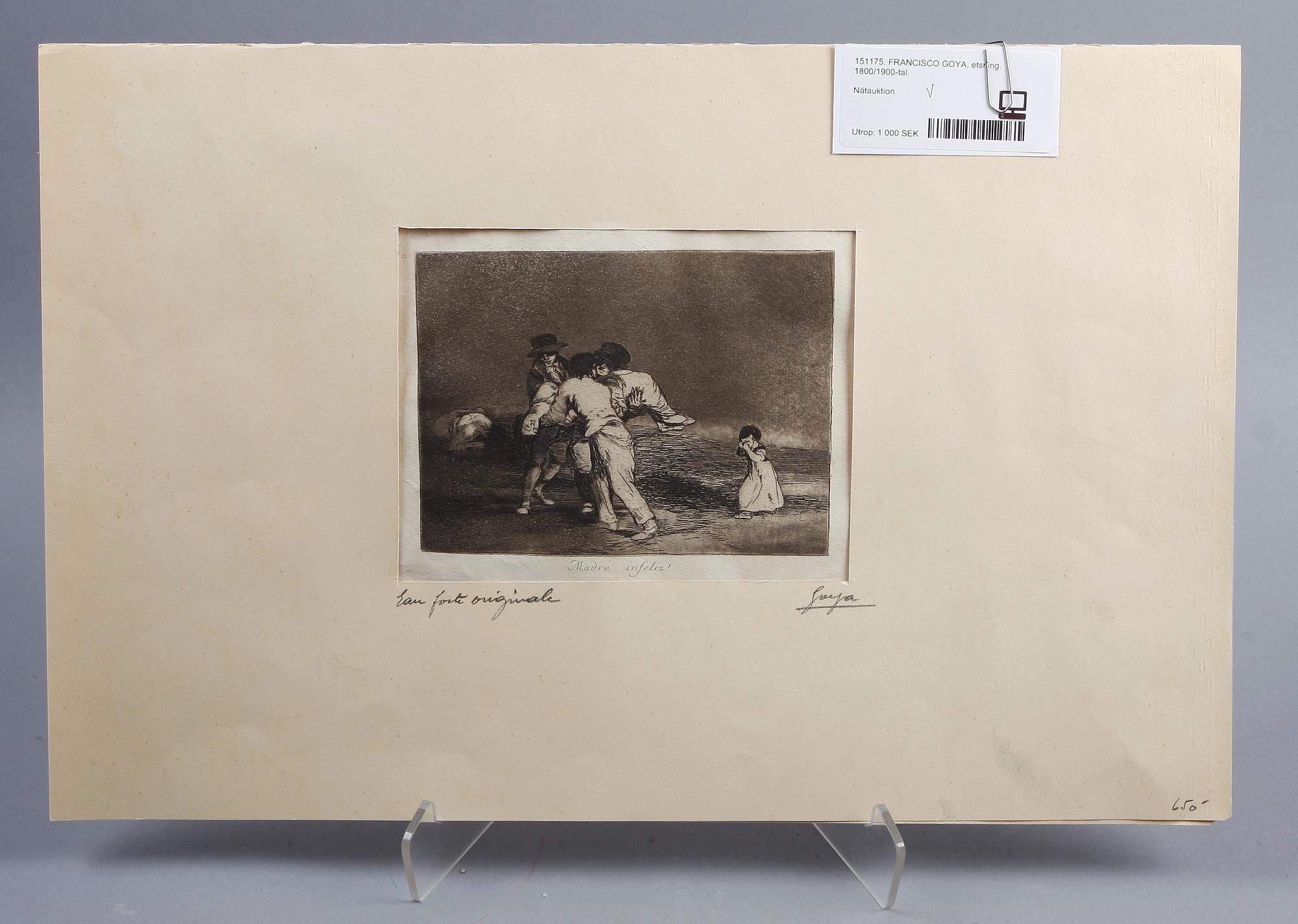 FRANCISCO GOYA, etsning. 1800/1900-tal.